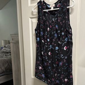 Loft Floral Sleeveless Women's Top - Black and Blue